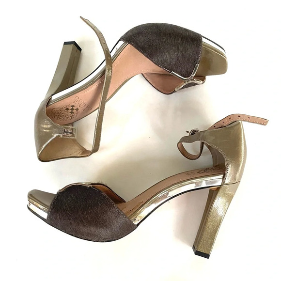 Vince Camuto Gold and Brown Heels - Picture 4 of 7
